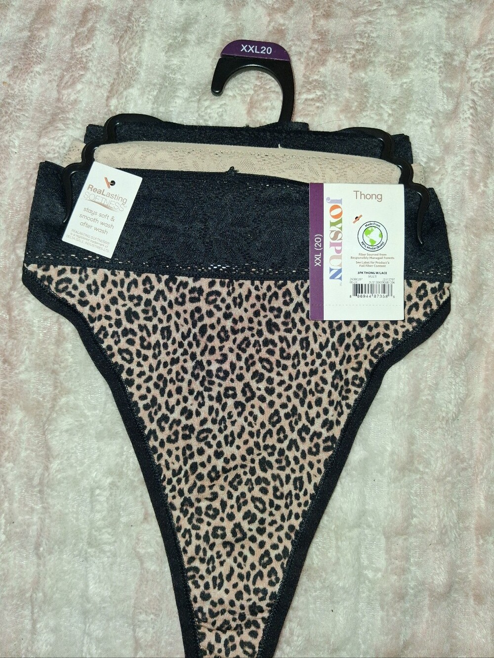 Jovspun Women's Leopard Print Thong - Black & Beige